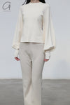 SWAYING/KNIT profile cuffed long-sleeved slim fit pullover SW24RE1T07 tooth white PS11